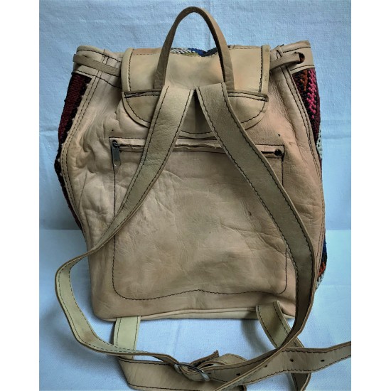 Kilim leather backpack