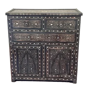 Hand made dresser inlaid with camel bone silver and brass nails Hand made dresser inlaid with camel bone silver and brass nails